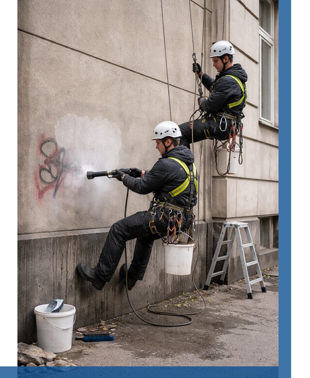 Удаление граффити с фасада в Улане-Удэ от 4609 р. | ВЫСОТНИК-Лнд