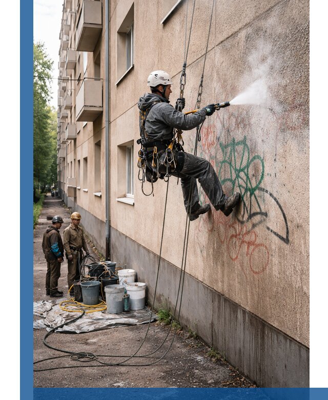 Удаление граффити с фасада в Улане-Удэ без следов и повреждений