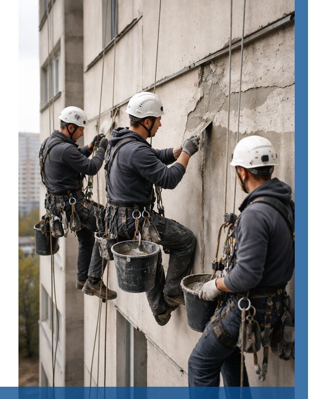 Ремонт бетонных элементов фасада в Улане-Удэ от 2561 р. | ВЫСОТНИК-Лнд