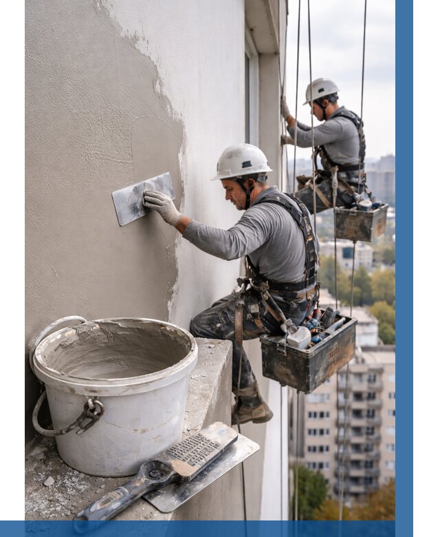 Шпаклевка фасада на высоте в Улане-Удэ от 717 р. | ВЫСОТНИК-Лнд