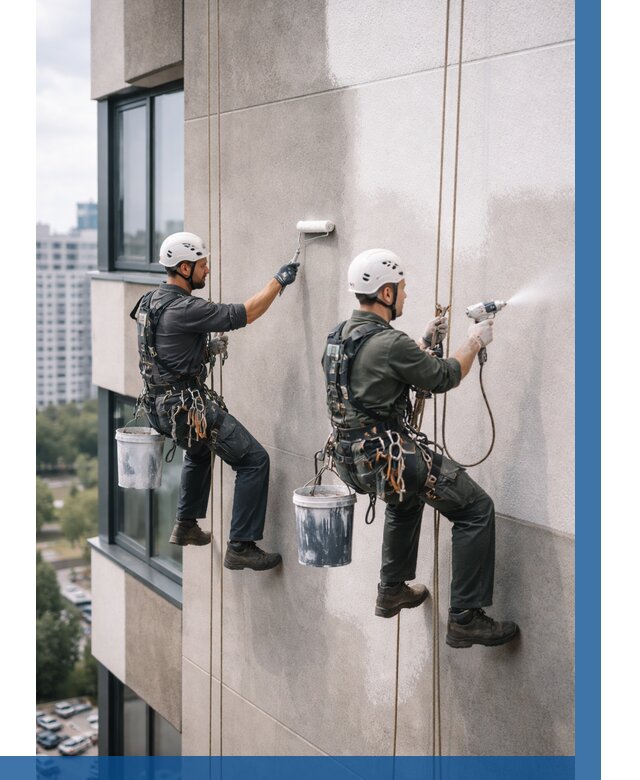 Покраска фасада альпинистами в Улане-Удэ от 307 р. | ВЫСОТНИК-Лнд