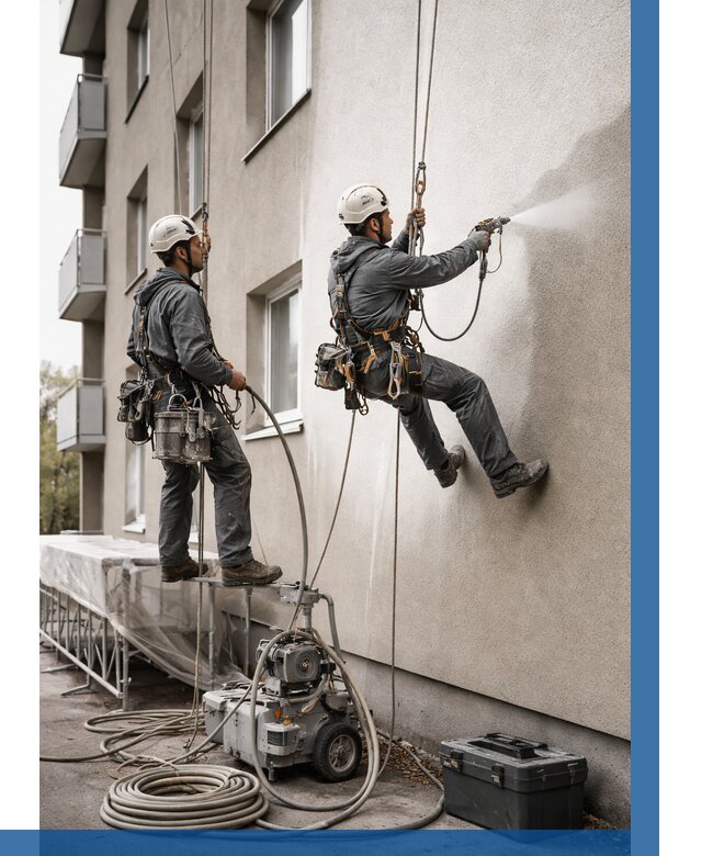 Безвоздушная покраска фасада в Улане-Удэ от 225 р/м² | ВЫСОТНИК-Лнд