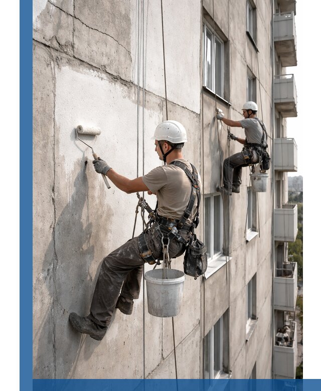 Покраска бетонного фасада в Улане-Удэ для жилых и промышленных объектов