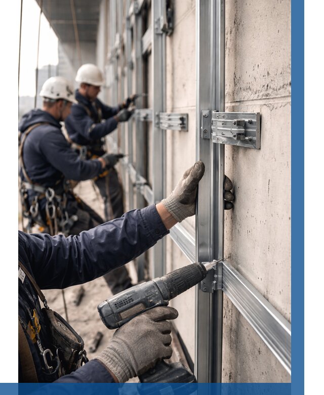 Монтаж подсистемы вентфасада в Улане-Удэ от 871 р. | ВЫСОТНИК-Лнд