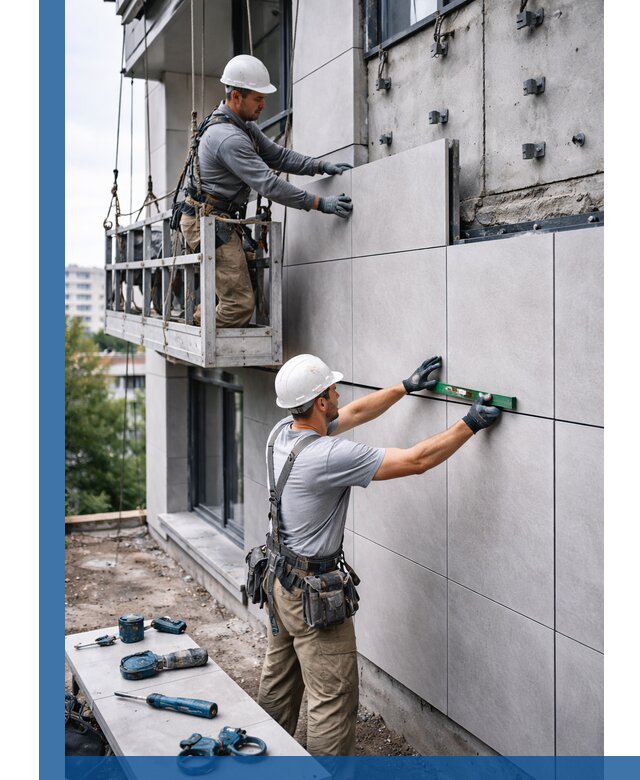 Монтаж керамогранита на фасад в Улане-Удэ под ключ с гарантией качества