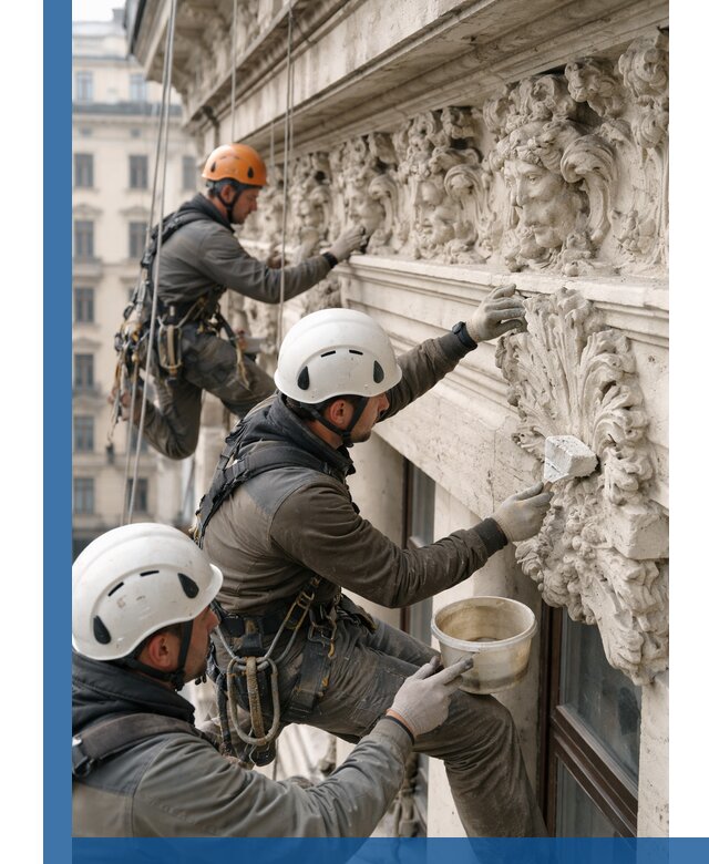 Реставрация фасадной лепнины с высотными работами в Улане-Удэ