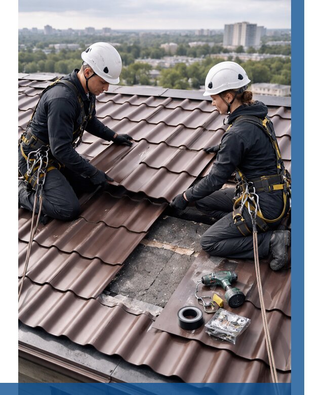 Ремонт металлочерепицы на крыше в Улане-Удэ от 922 р. | ВЫСОТНИК-Лнд