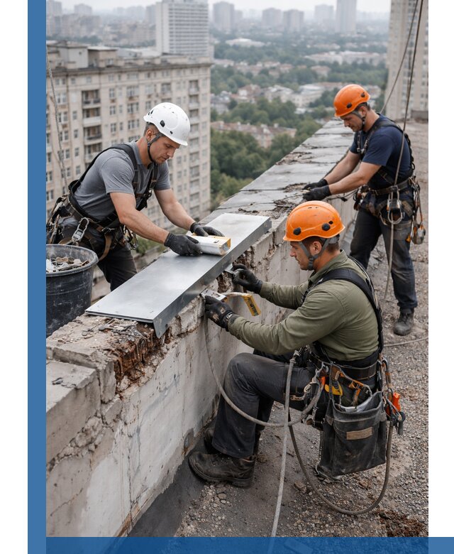 Ремонт парапета на кровле в Улане-Удэ, высотные работы с гарантией