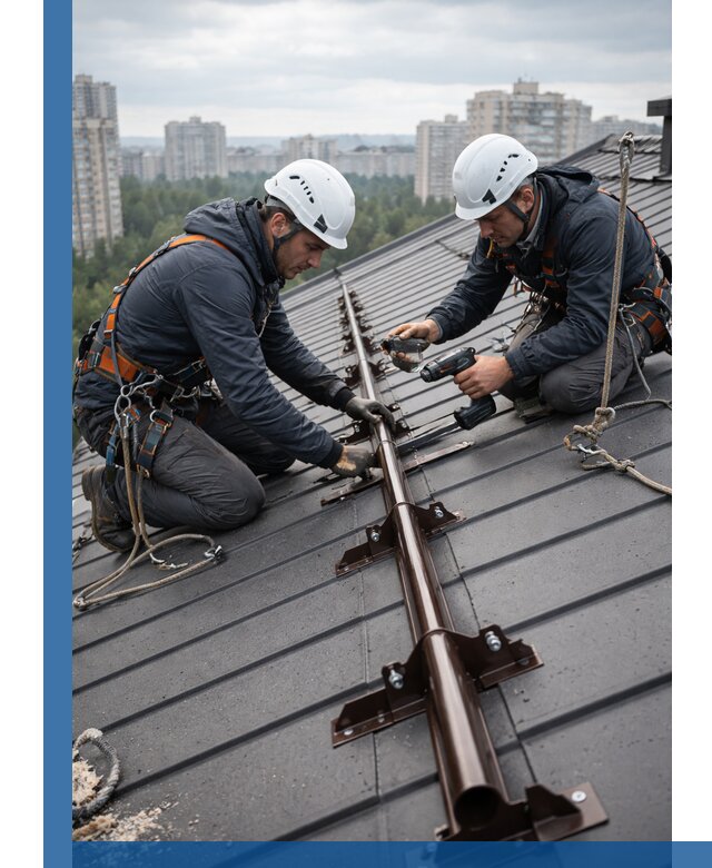 Монтаж снегозадержателей на кровле зданий в Улане-Удэ под ключ