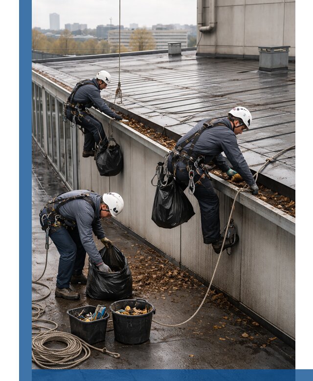 Очистка кровли по периметру в Улане-Удэ силами промышленных альпинистов