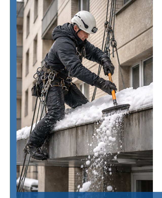Очистка козырьков от снега в Улане-Удэ круглогодично безопасно