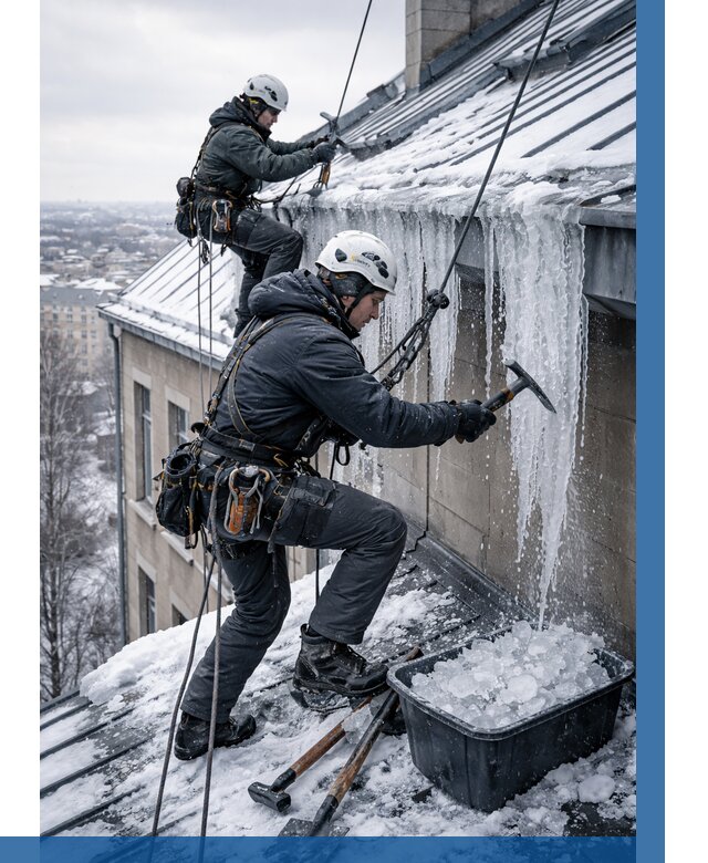 Удаление наледи с кровли в Улане-Удэ от 5634 р. | ВЫСОТНИК-Лнд