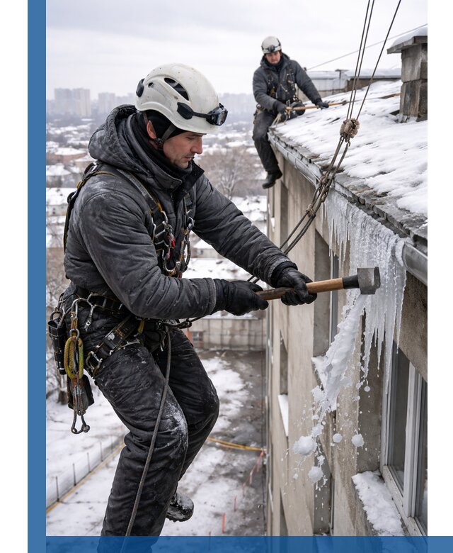 Сбивание и удаление сосулек с крыши в Улане-Удэ безопасно