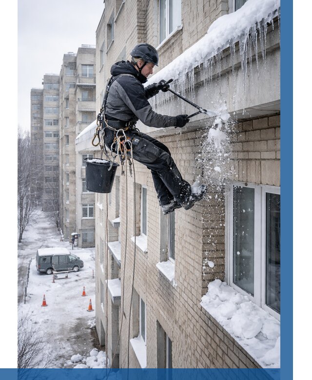 Удаление наледи с карнизов в Улане-Удэ от 359 р. | ВЫСОТНИК-Лнд