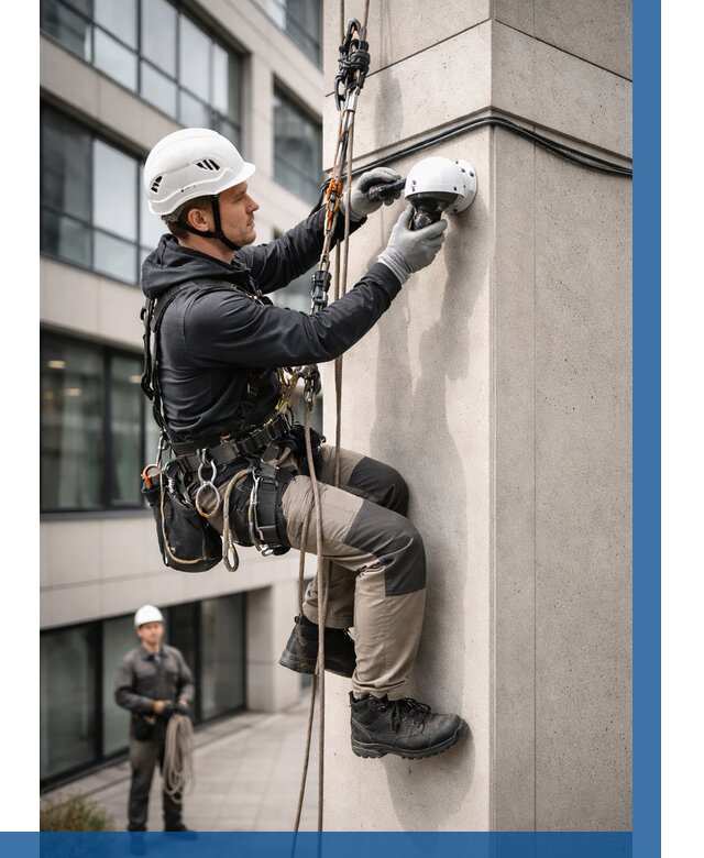 Монтаж камер видеонаблюдения на фасаде в Улане-Удэ от 8707 р.-ВЫСОТНИК-Лнд