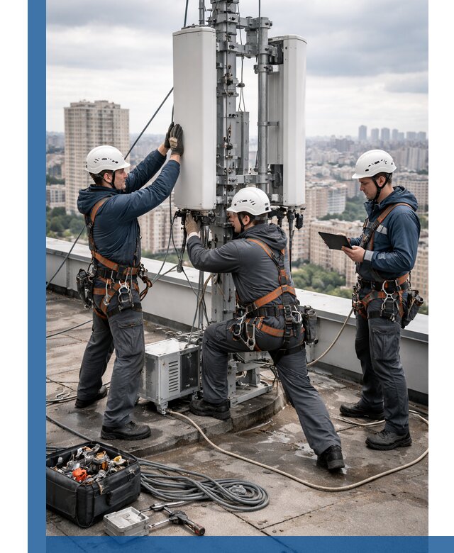 Монтаж антенн связи на крыше в Улане-Удэ с вводом в эксплуатацию