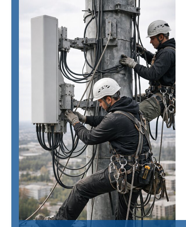 Монтаж оборудования связи на мачте в Улане-Удэ с пусконаладкой