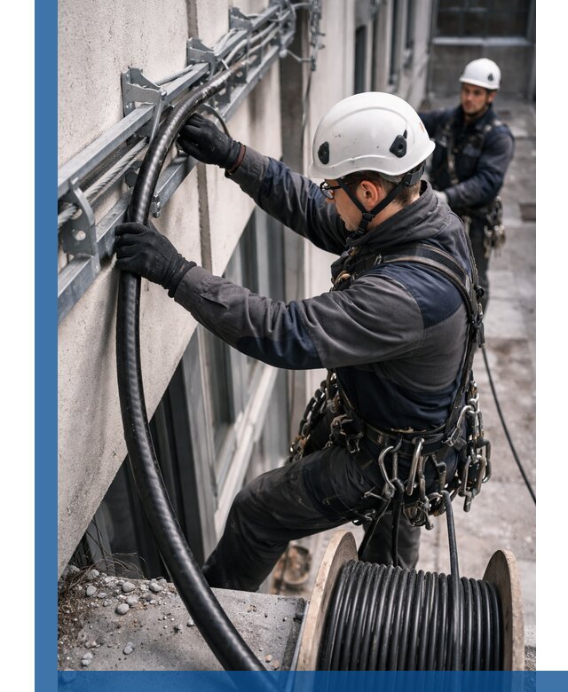 Протяжка кабеля питания на высоте в Улане-Удэ с гарантией безопасности и качества