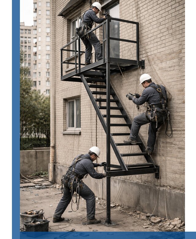 Монтаж пожарной лестницы в Улане-Удэ, установка и крепление