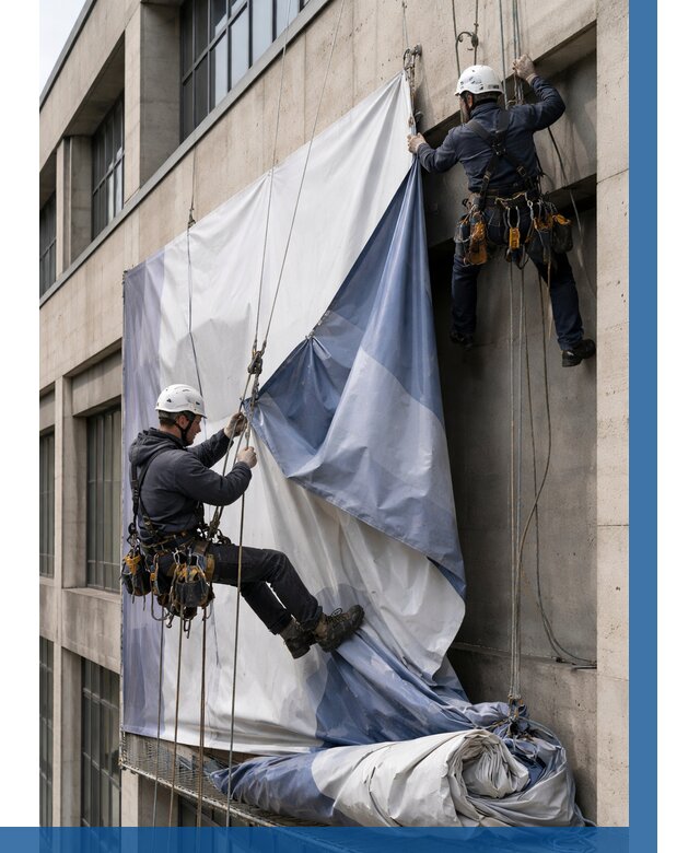 Демонтаж баннеров с фасада в Улане-Удэ от 4609 р. | ВЫСОТНИК-Лнд