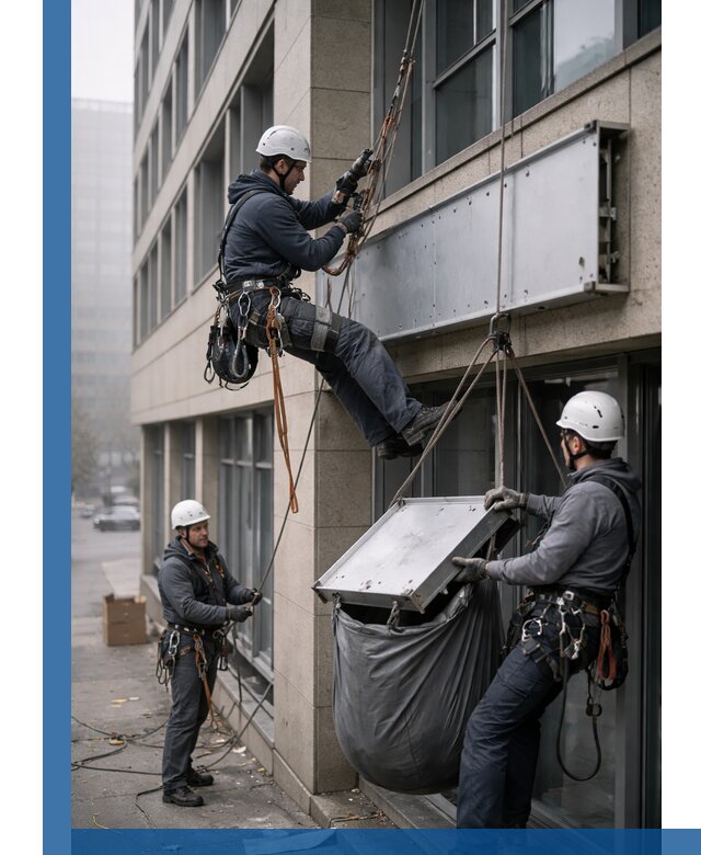 Демонтаж рекламной вывески с высотными работами в Улане-Удэ