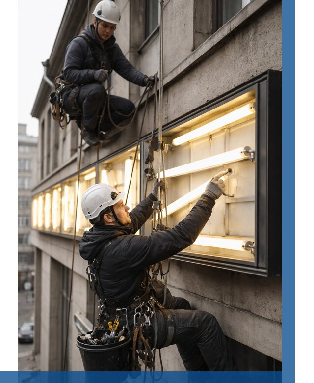 Замена ламп в вывеске в Улане-Удэ под ключ от 3585 р. | ВЫСОТНИК-Лнд
