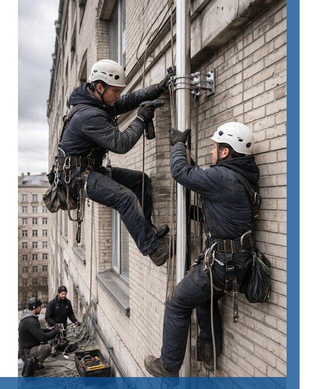 Монтаж флагштока на здании в Улане-Удэ от 6658 р. | ВЫСОТНИК-Лнд