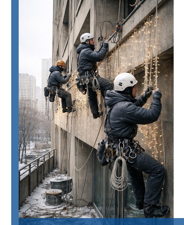 Монтаж новогодней иллюминации и украшение фасадов в Улане-Удэ