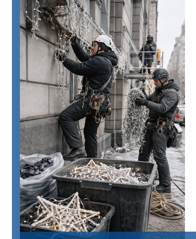 Демонтаж новогоднего оформления и гирлянд в Улане-Удэ