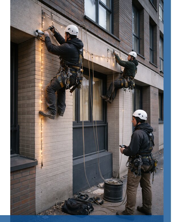 Монтаж гирлянд на фасаде в Улане-Удэ от 3585 р. | ВЫСОТНИК-Лнд