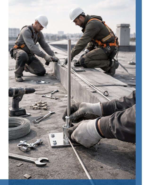 Монтаж молниезащиты на кровле в Улане-Удэ цена от 25608 р. | ВЫСОТНИК-Лнд