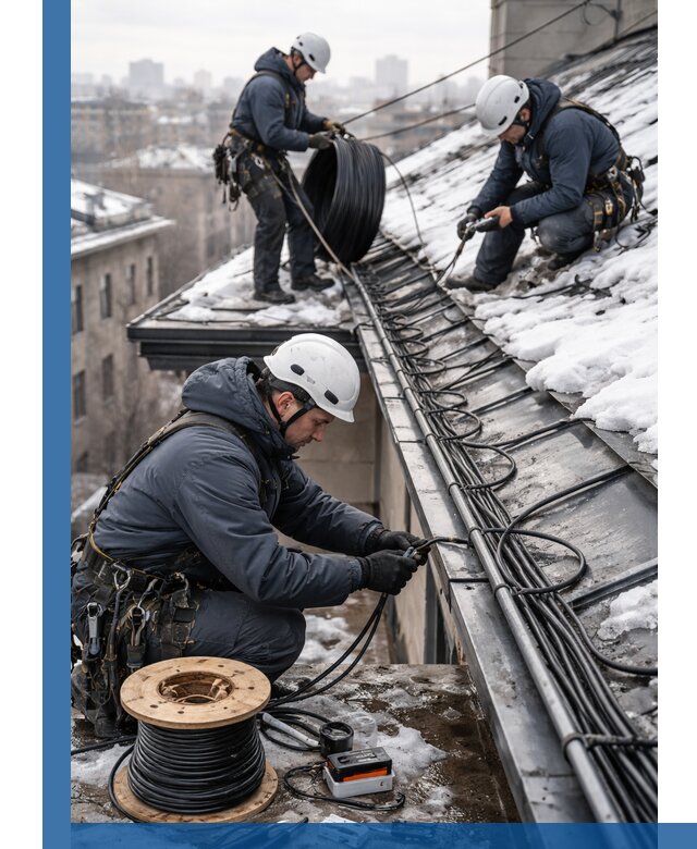 Монтаж греющего кабеля на кровле в Улане-Удэ под ключ