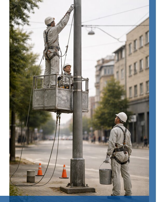 Покраска опор освещения в Улане-Удэ от 5122 р. | ВЫСОТНИК-Лнд