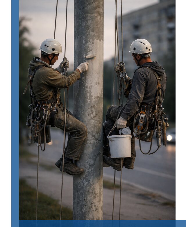 Покраска опор освещения и антикоррозийная защита в Улане-Удэ