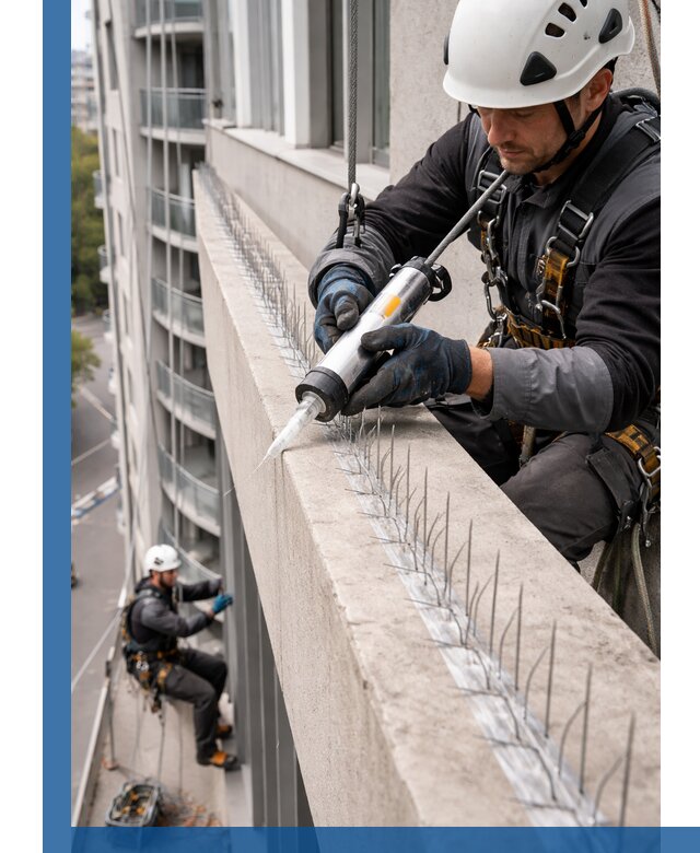 Установка шипов от птиц на фасадах и кровлях в Улане-Удэ